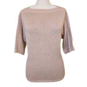 Dusty Pink GAP Knit Top w Zippers Short Sleeve Pastel Cute Womens T Shirt Size M